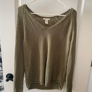 h&m olive green medium v neck sweater